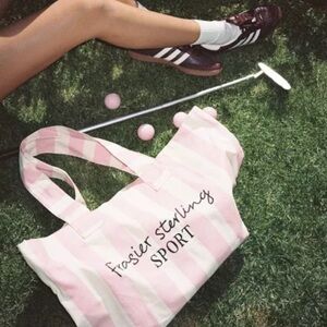 NWT Frasier Sterling Sport Striped Tote Bag Cream/Pink